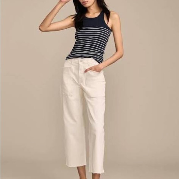 Luck Brand High Rise Wide Leg Cropped Pant - Picture 1 of 7